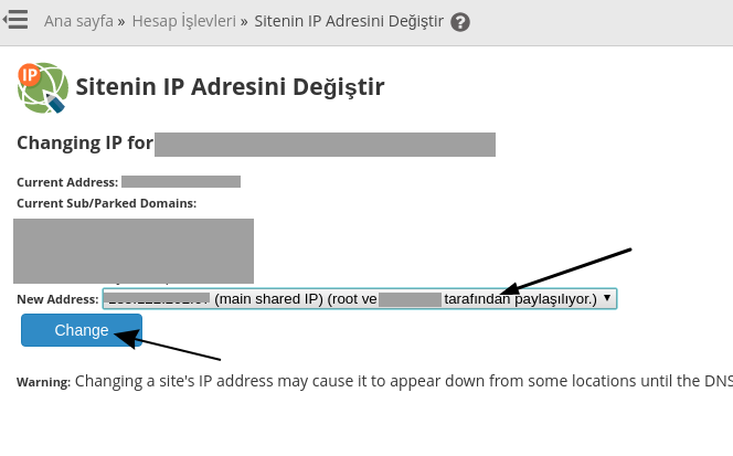Yeni IP adresi