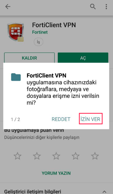 FortiClient İzin Ver