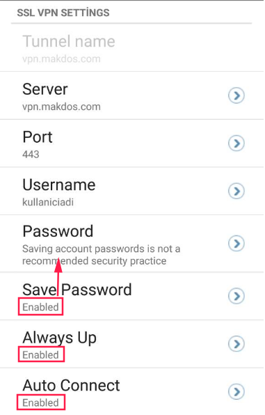 FortiClient Save Password