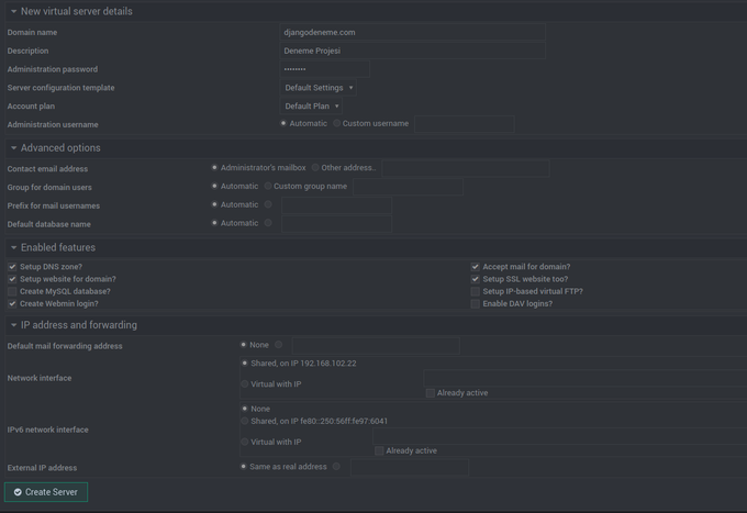 create virtual server