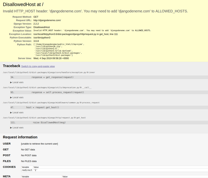 Allowed Hosts Error