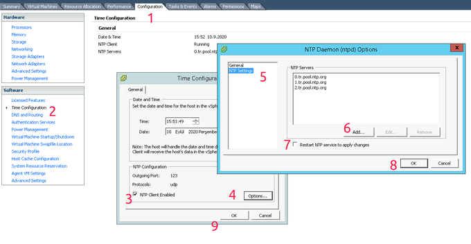 Vcenter host NTP settings