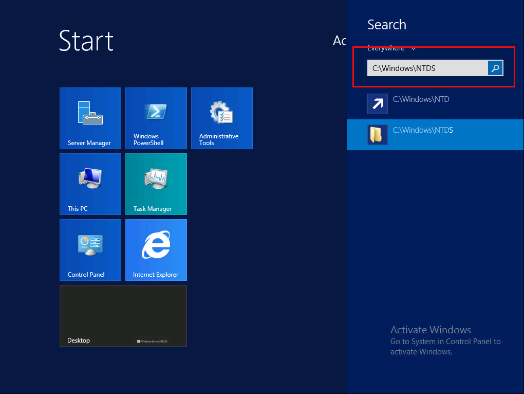 Active Directory Veritabanı Dosyası ntds.dit - Dosya Yolu
