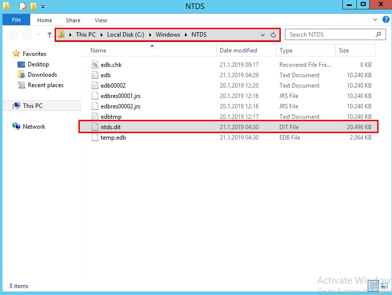Active Directory Veritabanı Dosyası ntds.dit - ntds.dit