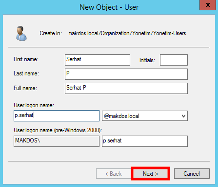 Active Directory Yapısında Kullanıcı Oluşturma - 2