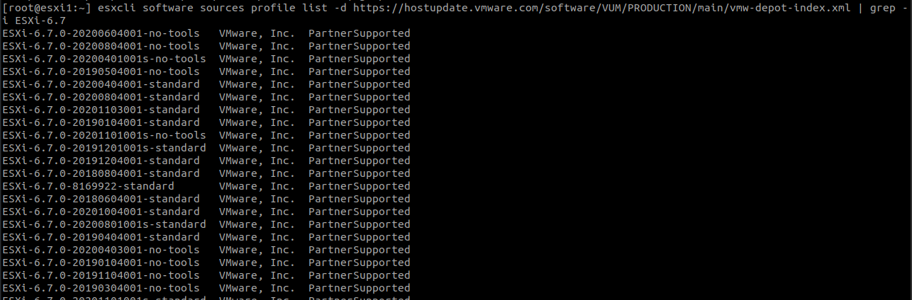 check-vmware-online-depot-for-esxi-6.7-profiles