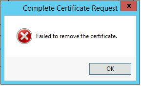 Failed to remove the certificate