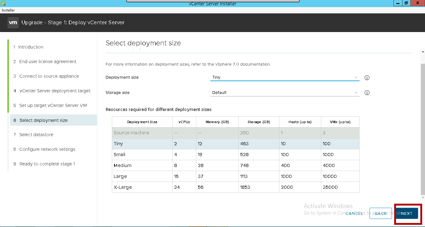 select-deployment-size-upgrade-vcenter-7.0