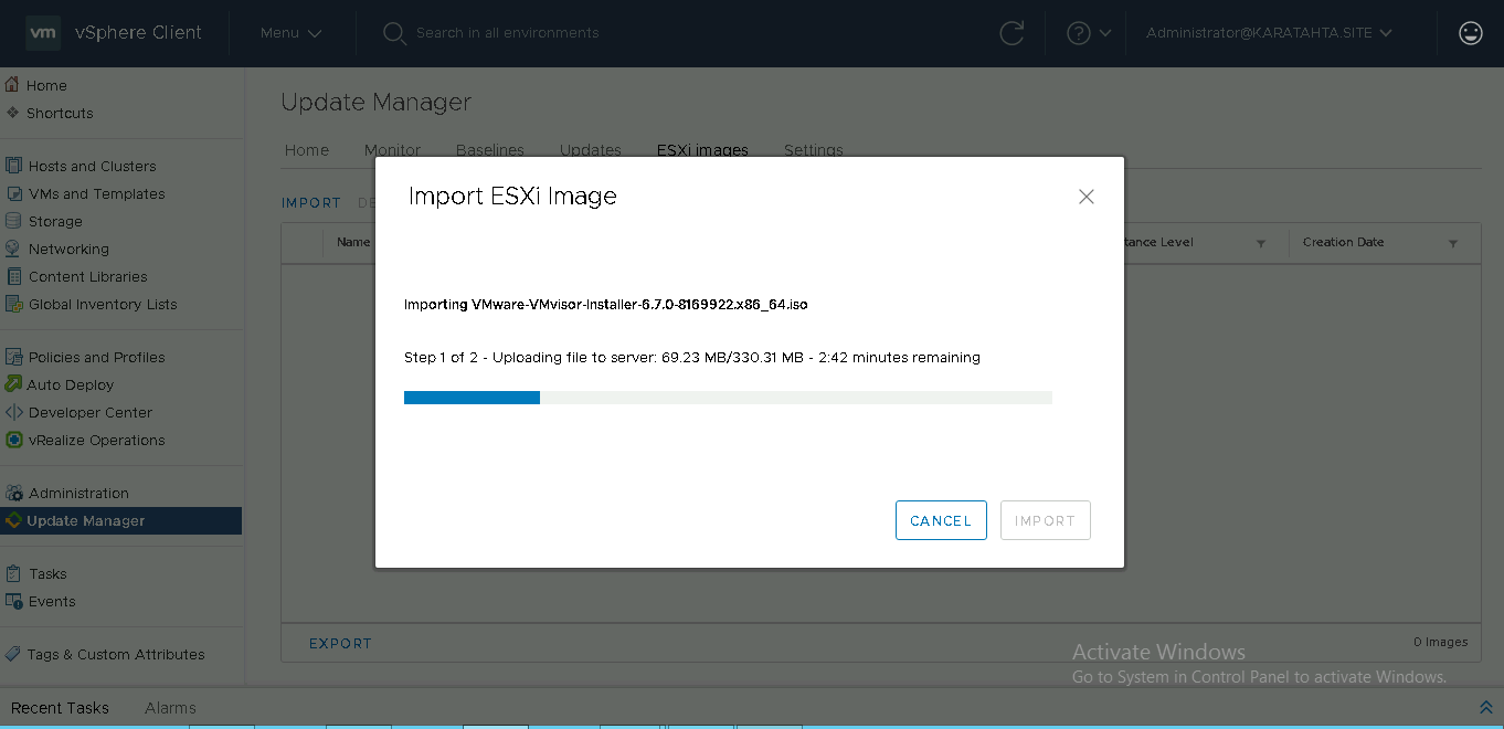 vcenter-6.7-update-manager-importesxi-6.0-image