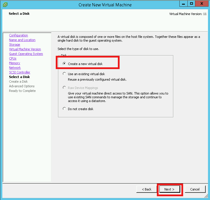 create a new virtual disk