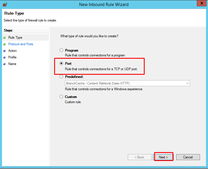 new-inbound-rules-wizard-rule-type-port-windows-firewall-with-advanced-security-windows-server-2012