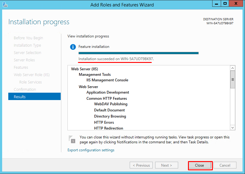 installation-succeeded-add-role-and-feature-internet-information-services-windows-server-2012