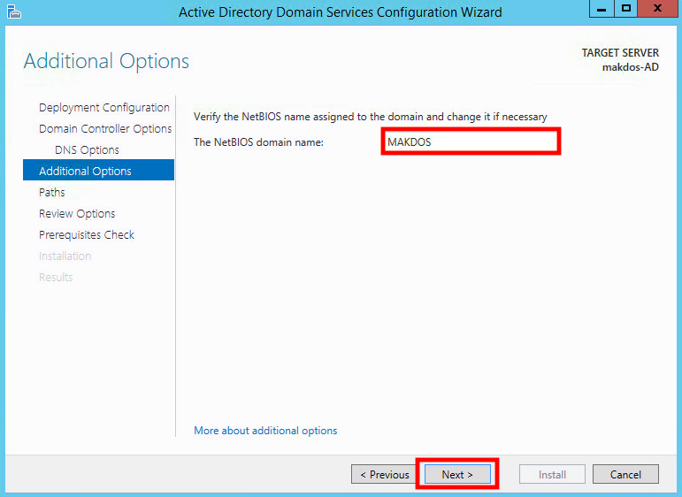 Windows Server 2102 R2 Active Directory Kurulumu - NETBIOS name
