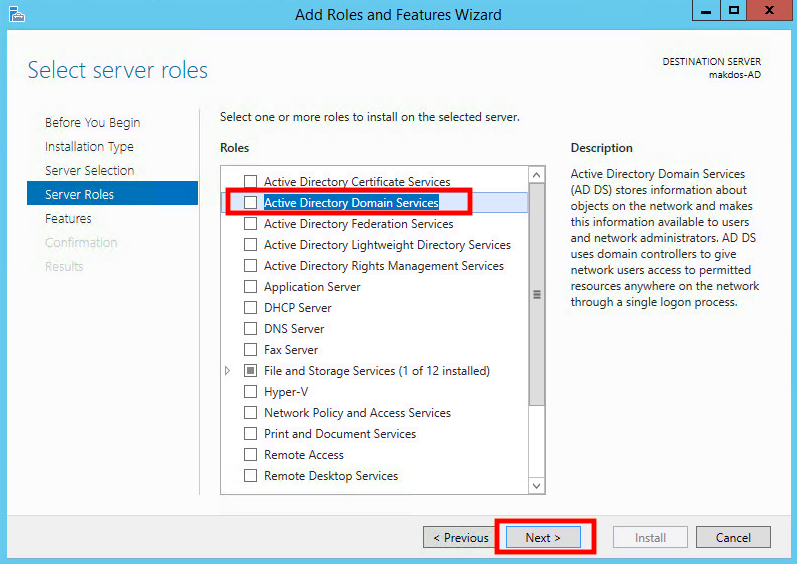 Windows Server 2102 R2 Active Directory Kurulumu - Server roles