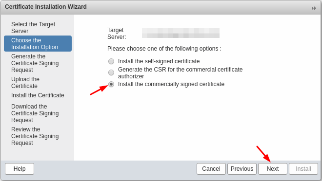 install signed certificate